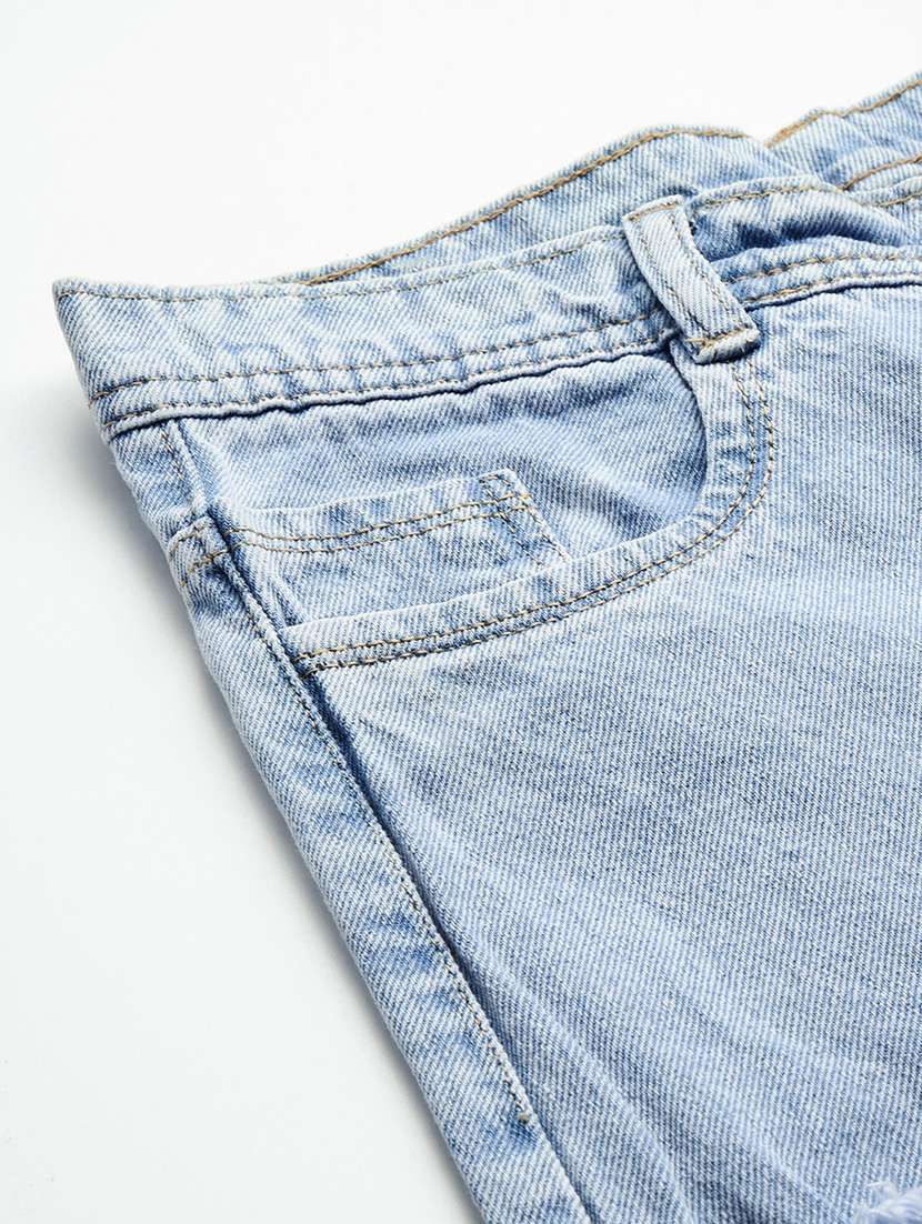 Women Distressed High Rise Straight Fit Jean