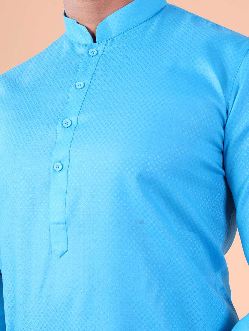 Men Solid Mandarin Neck Kurta Pyjama Ethnic Wear Set