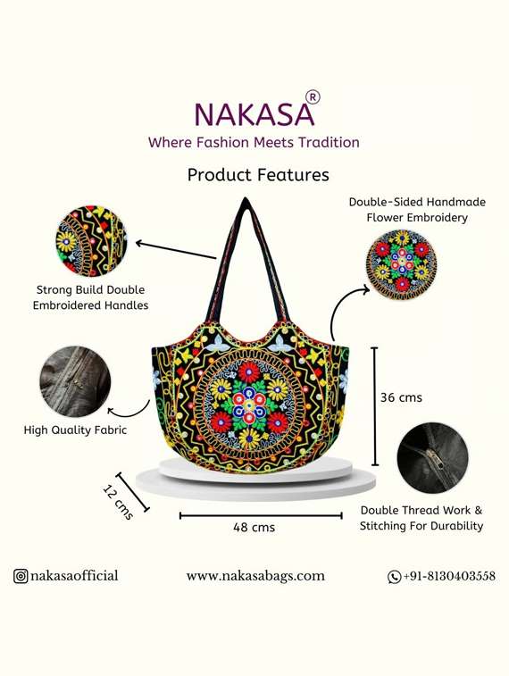 Women Floral Embroidered Tote Bag