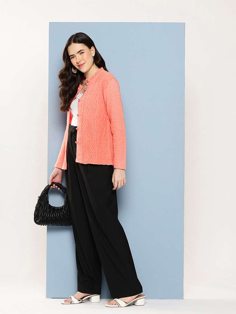 Women Self Design Long Sleeve Cardigan
