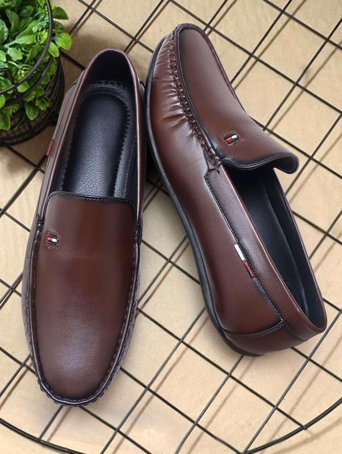 Men Solid Brown Slip On Loafer