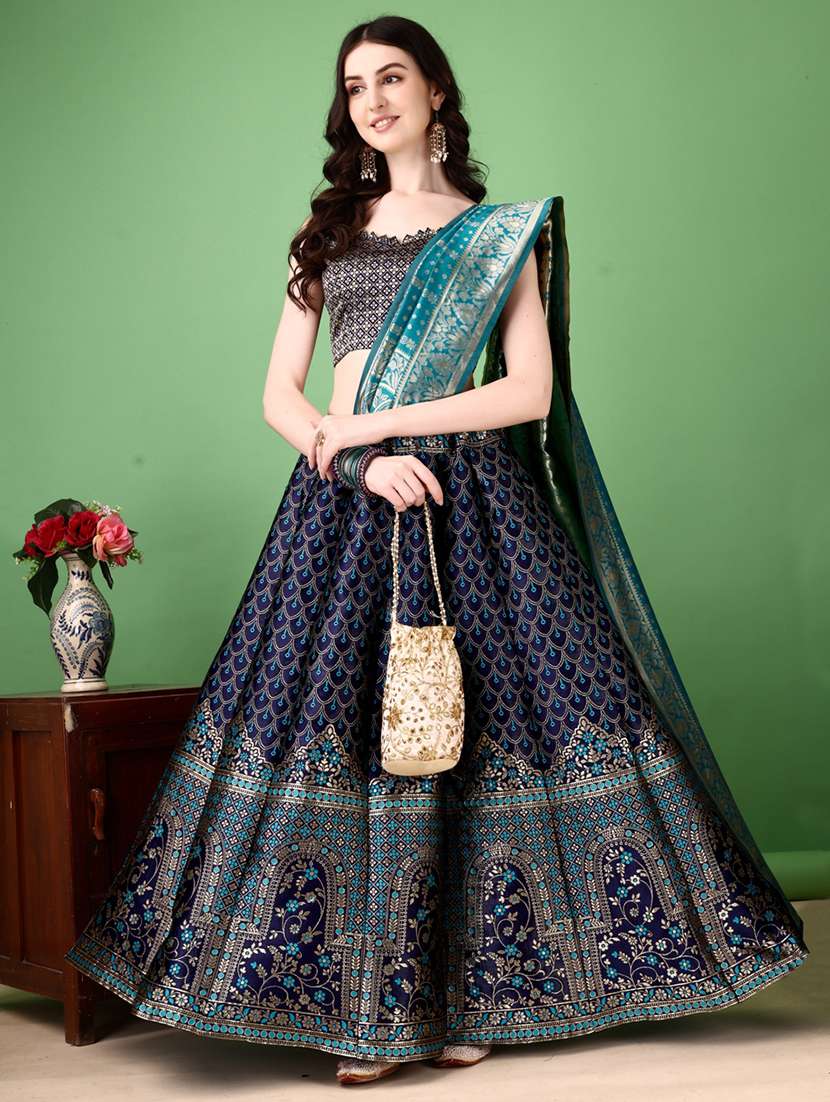 Women Self Designed Flared Lehenga Choli With Duppata Set