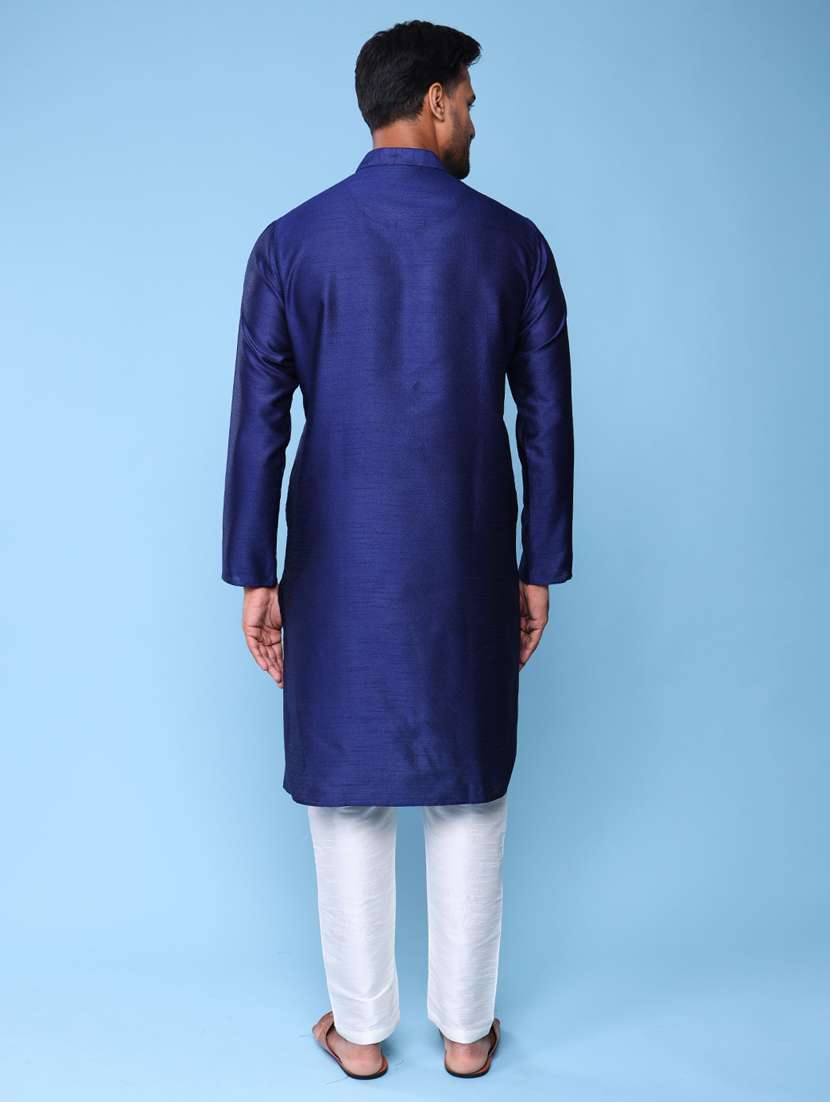 Men Mandarin Neck Kurta Pyjama Ethnic Wear Set
