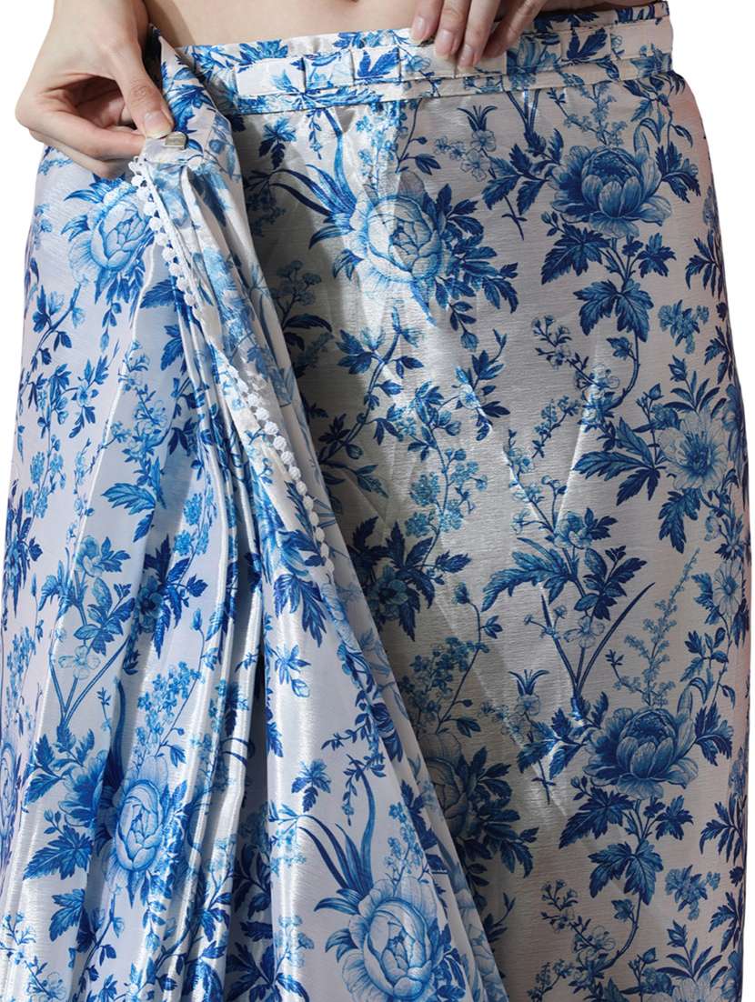 Women Printed Ready To Wear Saree With Blouse