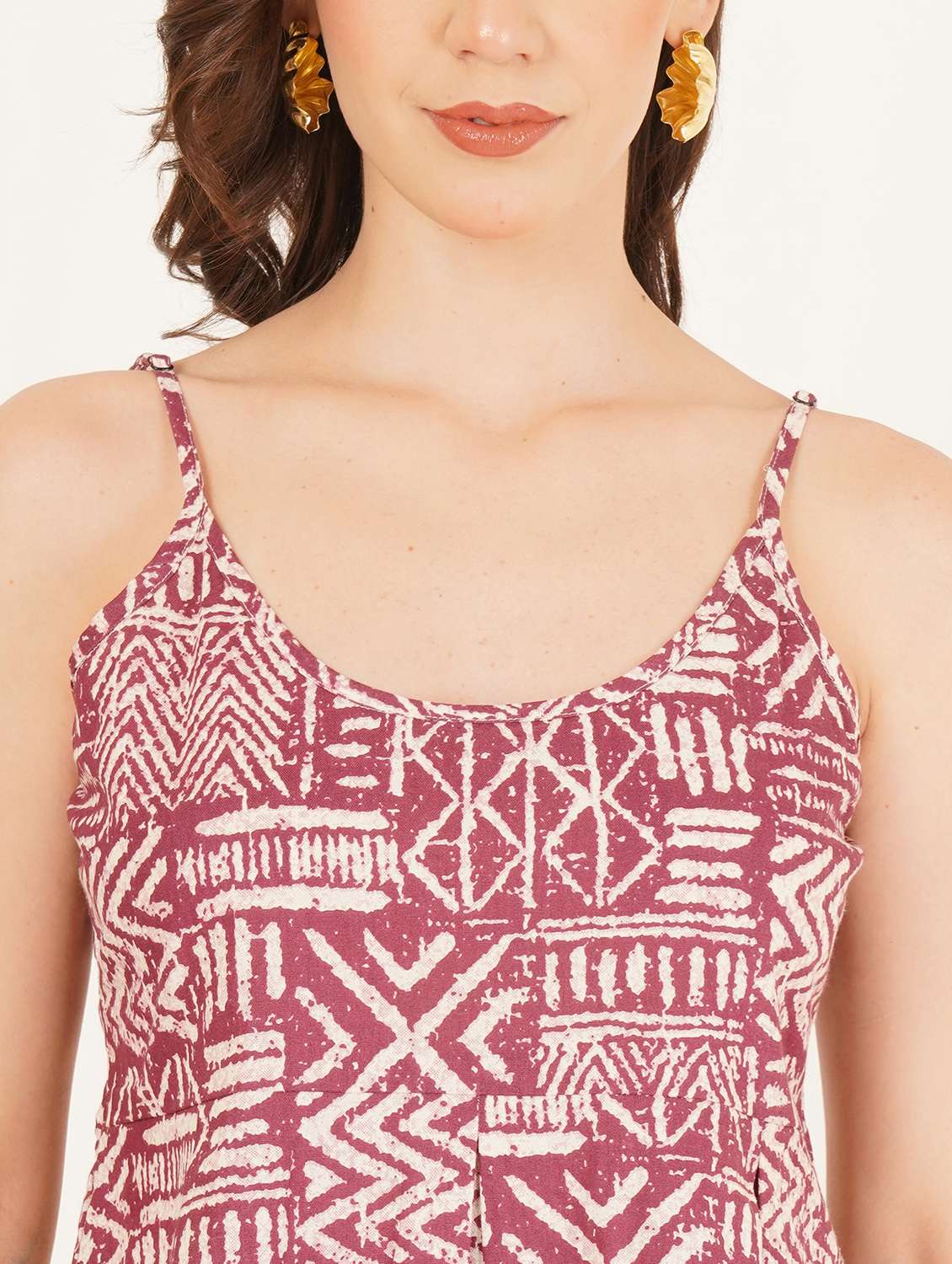 Women Printed Shoulder Strap A Line Top