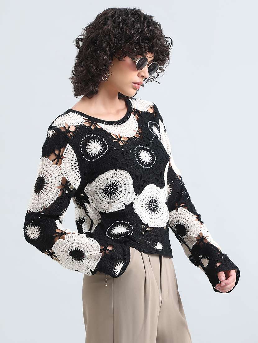 Women Self Designed Long Sleeve Pullover