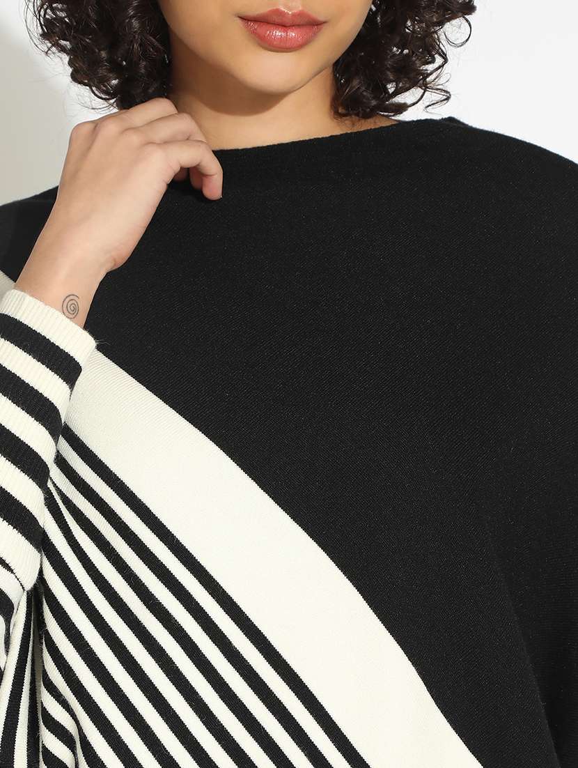 Women Striped Boat Neck Long Sleeve Pullover
