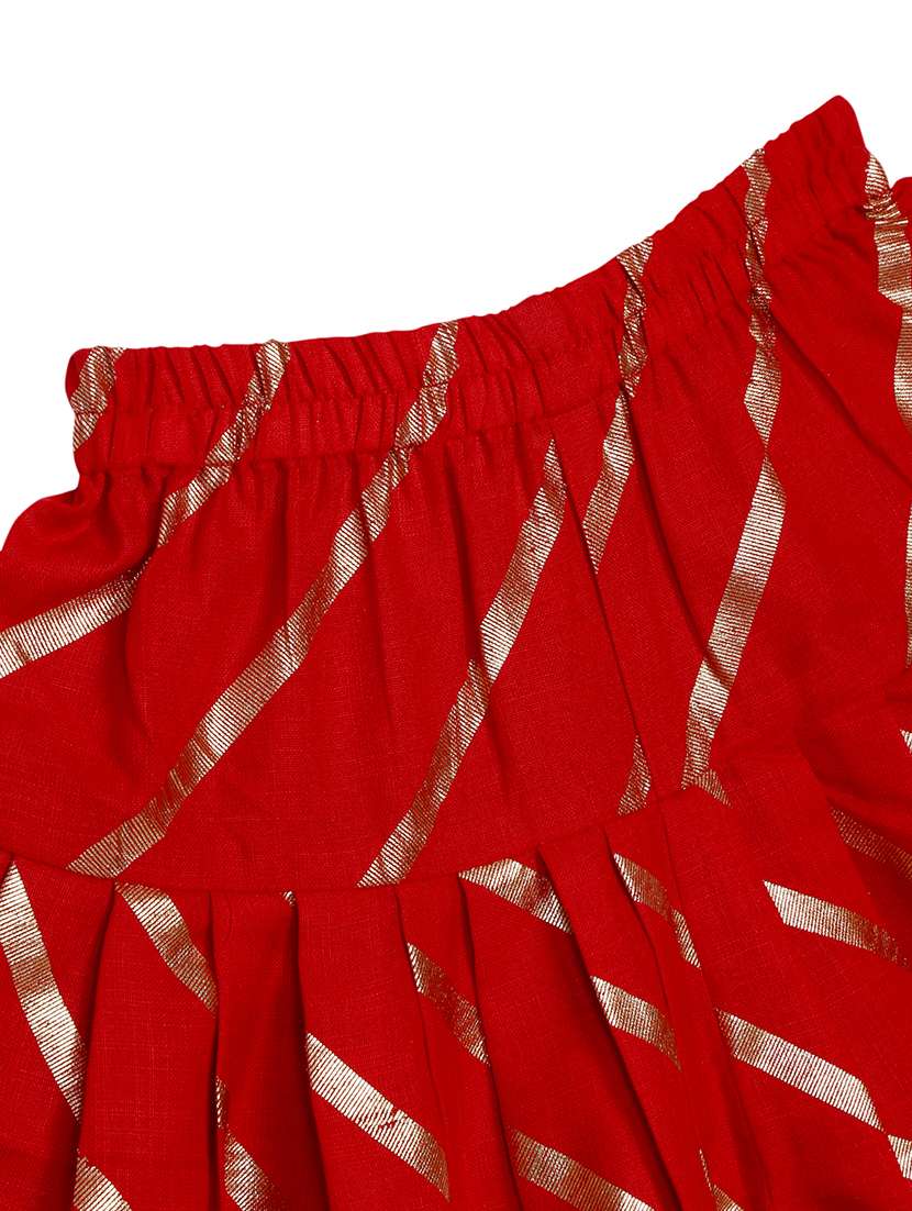 Girls Foil Print Kurta And Dhoti Set 