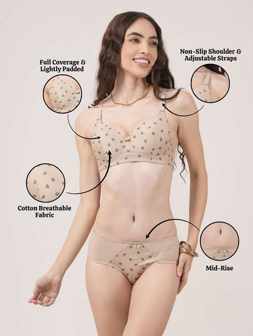 Women Printed Bra And Panty Set