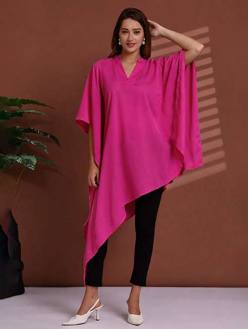 Women Solid Kimono Sleeve Kaftan Top
